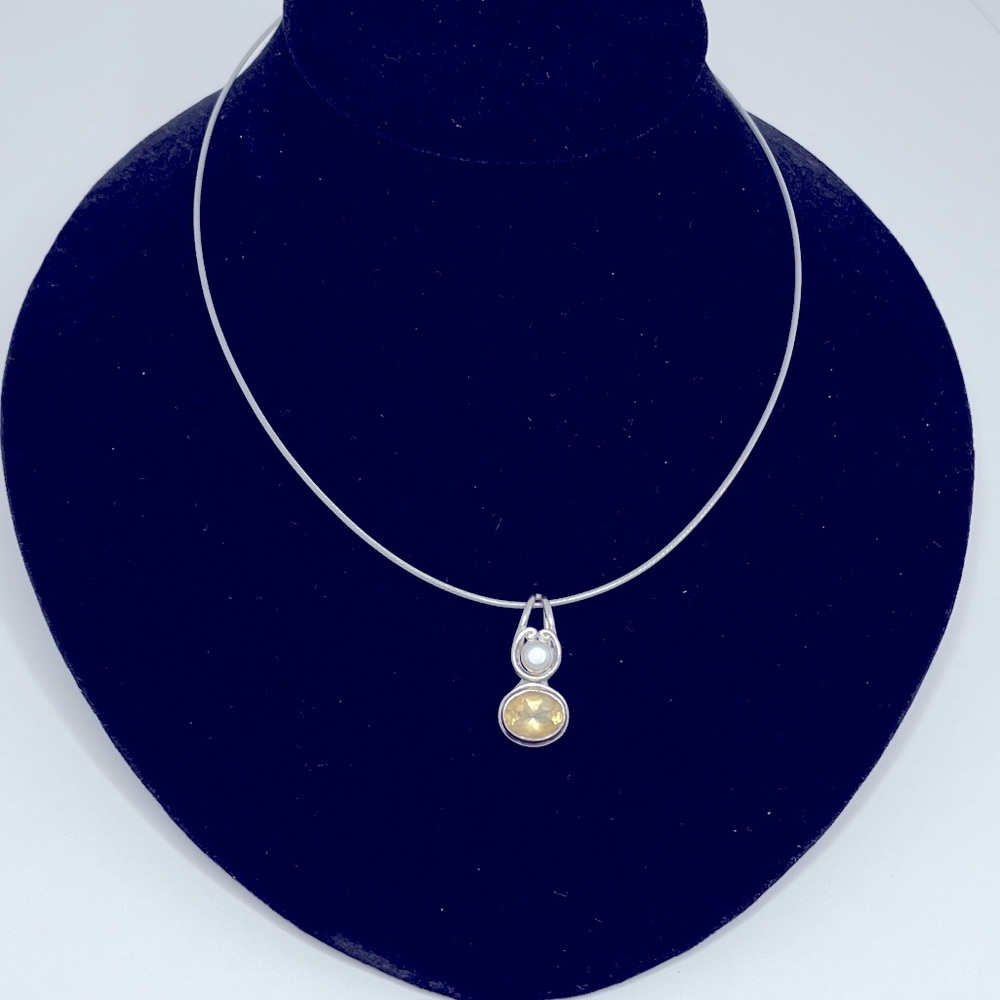 Sterling Silver Citrine & Pearl Necklace
